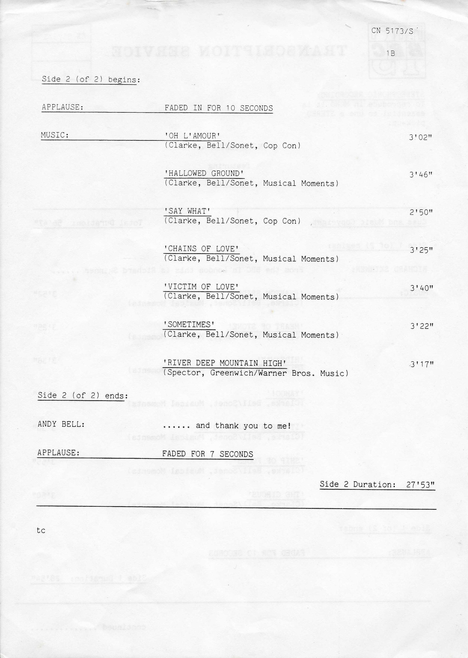 Inserts from CN 5173 S